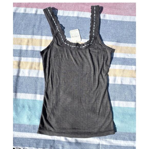 NWT, Free People Only You Tank - Heather Grey Crochet Detail, Sz S - Picture 1 of 6